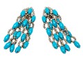 Kenneth Jay Lane Amazing Faux Turquoise And Rhinestone Vintage Waterfall Earrings