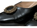 Salvatore Ferragamo Decorative Black Patent Leather Pump With Decorative Top, Size 40B