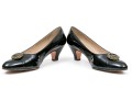 Salvatore Ferragamo Decorative Black Patent Leather Pump With Decorative Top, Size 40B