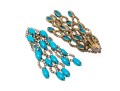 Kenneth Jay Lane Amazing Faux Turquoise And Rhinestone Vintage Waterfall Earrings