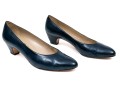 Salvatore Ferragamo Classic Navy Blue Leather Pumps, Size 10B