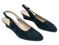 Salvatore Ferragamo Fun Blue Suede And Grosgain Slingback Wedges, Size 10B