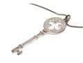 Sterling And Zirconia Key Pendant Necklace