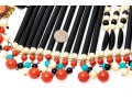 Magnificent Vintage 1970's Acrylic Bib Choker Neck Piece, Black, Coral, Ivory And Turquoise