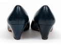 Salvatore Ferragamo Classic Navy Blue Leather Pumps, Size 10B