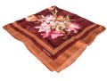 Valentino Lovely Burgundy And Coppper Floral Motif Silk Scarf