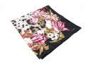 Valentino Vintage Silk Scarf, Black, Pink And Green Tones, Leopard Print And Floral Motifs