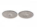 14k White Gold Oval Florentined Diamond Center Cufflinks, App. 0.04 TCW