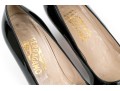 Salvatore Ferragamo Decorative Black Patent Leather Pump With Decorative Top, Size 40B