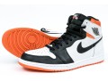 Nike Discernable Leather High Top Air Jordans, Black, White And Orange, Size 11