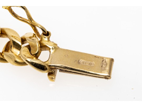 18k Yellow Gold Striking Heavy Curb Link Choker Length Necklace, 25.1 Dwt