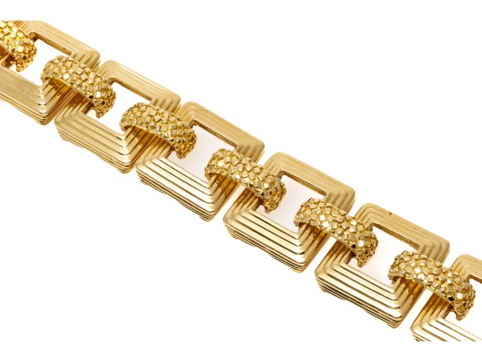 Tiffany & Co. Stunning Heavy Vintage 18k Gold Square Link Bracelet, 86.8 Dwt