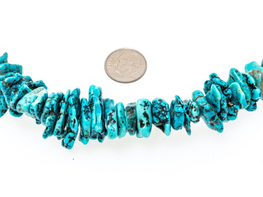 Fabulous Tumbled Graduated Turquoise Bead Matinee Length Necklace