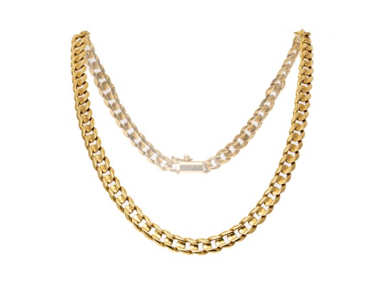 18k Yellow Gold Striking Heavy Curb Link Choker Length Necklace, 25.1 Dwt