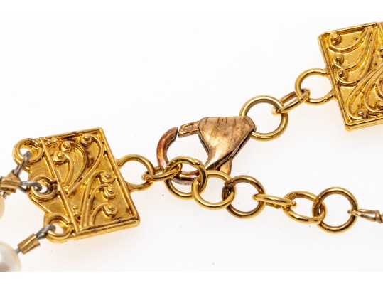 Pretty Triple Strand Mother-of-pearl And Cultured Freshwater Pearl Strand