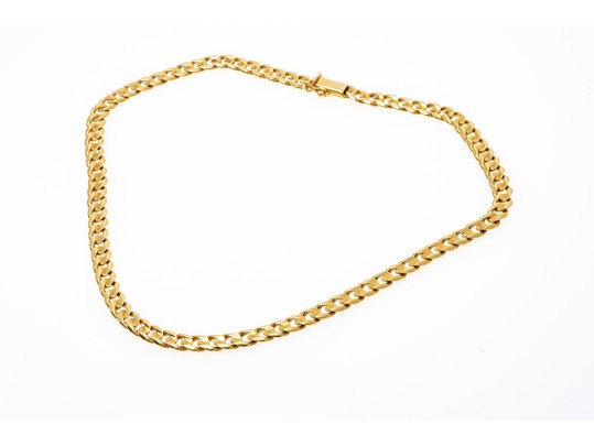 18k Yellow Gold Striking Heavy Curb Link Choker Length Necklace, 25.1 Dwt