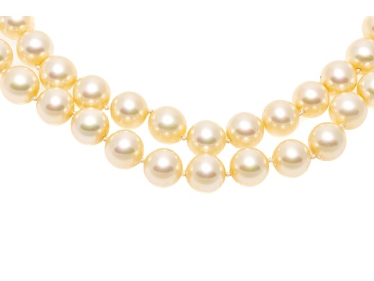 Majorica Faux Pearl Opera Length Double Strand Necklace, Boxed