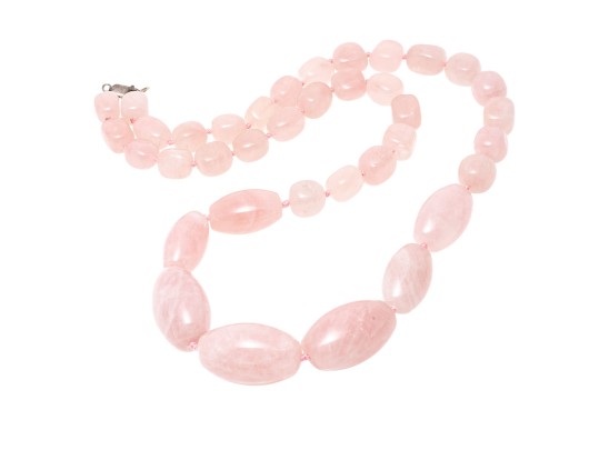 Fabulous Super Chunky Rose Quartz Graduated Opera Length Necklace