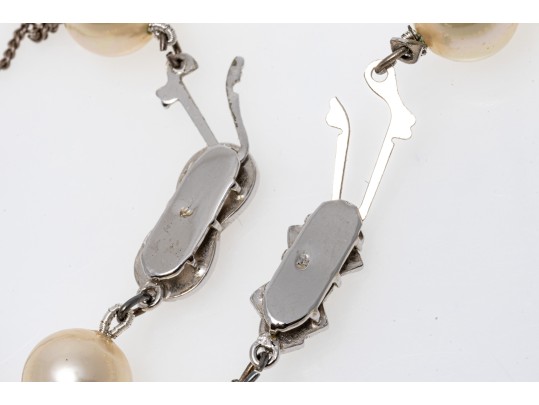 Majorica Pair Of 9.25 Mm Faux Pearl Choker Necklaces With Decorative Clasps