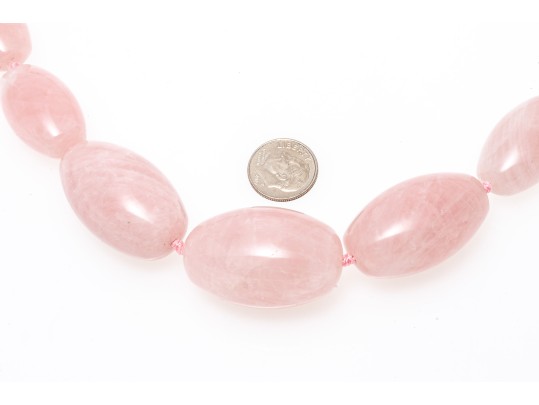 Fabulous Super Chunky Rose Quartz Graduated Opera Length Necklace