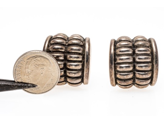 Kieselstein-Cord Sterling Silver Fabulous Double Ribbed Earrings