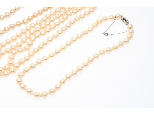 Lot Of Four Assorted Faux Pearl Necklaces, Including Majorica