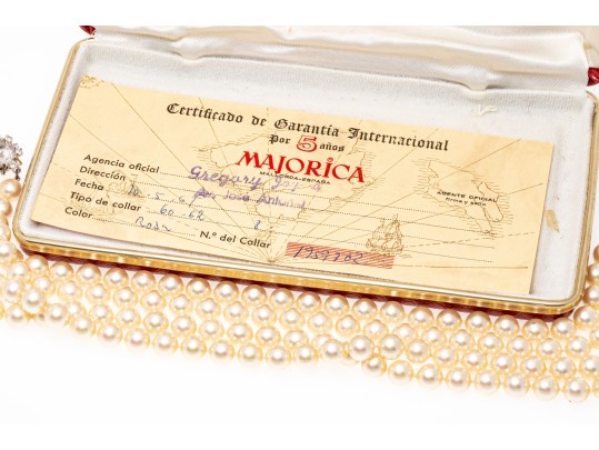 Majorica Faux Pearl Matinee  Length Double Strand Necklace, Boxed