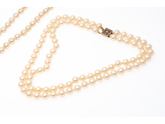 Lot Of Four Assorted Faux Pearl Necklaces, Including Majorica