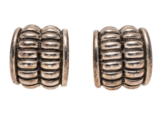 Kieselstein-Cord Sterling Silver Fabulous Double Ribbed Earrings