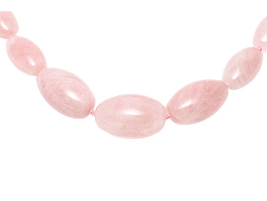Fabulous Super Chunky Rose Quartz Graduated Opera Length Necklace