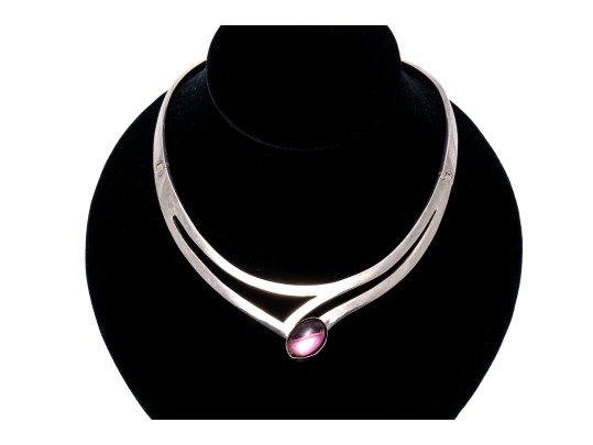 Sterling Silver Impactful Pierced Contemporary Neckpiece, Boxed