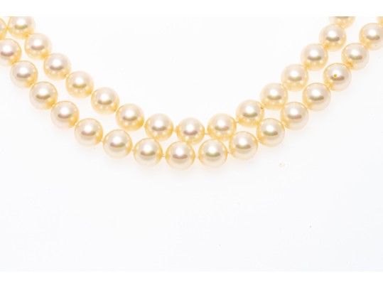Majorica Faux Pearl Matinee  Length Double Strand Necklace, Boxed