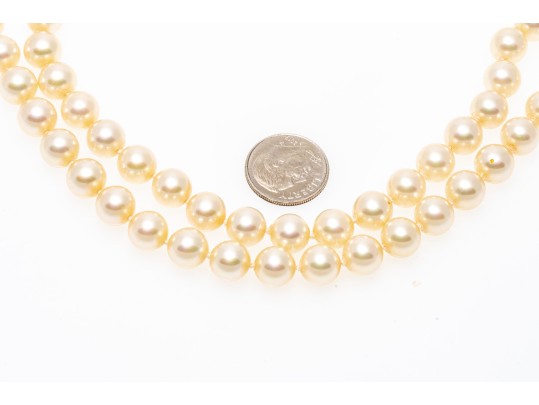 Majorica Faux Pearl Matinee  Length Double Strand Necklace, Boxed