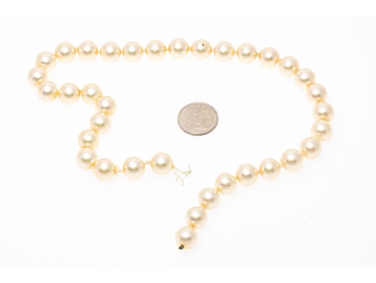 Majorica Pair Of Faux Pearl Triple Strand Necklaces, Boxed