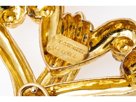 David Webb Spectacular Heavy Vintage 18k Yellow Gold Hammered Link Necklace