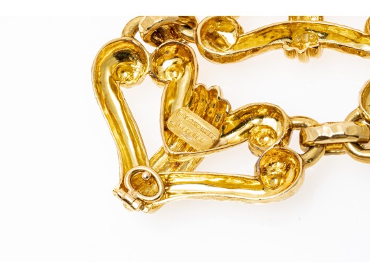 David Webb Spectacular Heavy Vintage 18k Yellow Gold Hammered Link Necklace