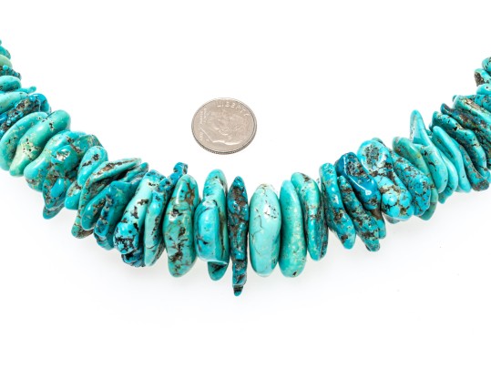 Impactful Tumbled Graduated Turquoise Bead Matinee Length Necklace