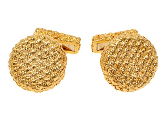 18k Yellow Gold Beautiful French Woven Finished Cufflinks