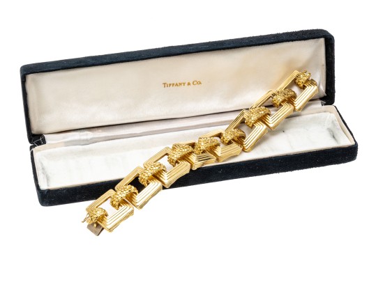 Tiffany & Co. Stunning Heavy Vintage 18k Gold Square Link Bracelet, 86.8 Dwt