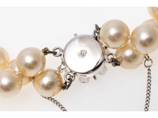 Majorica Faux Pearl Matinee  Length Double Strand Necklace, Boxed