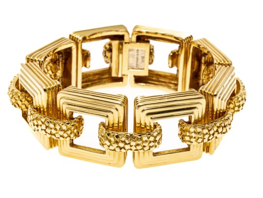 Tiffany & Co. Stunning Heavy Vintage 18k Gold Square Link Bracelet, 86.8 Dwt