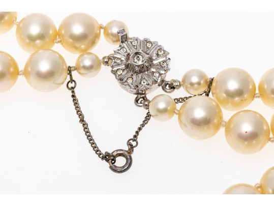 Majorica Faux Pearl Opera Length Double Strand Necklace, Boxed