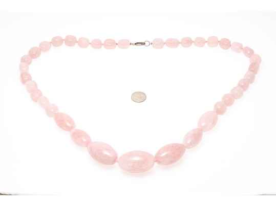 Fabulous Super Chunky Rose Quartz Graduated Opera Length Necklace