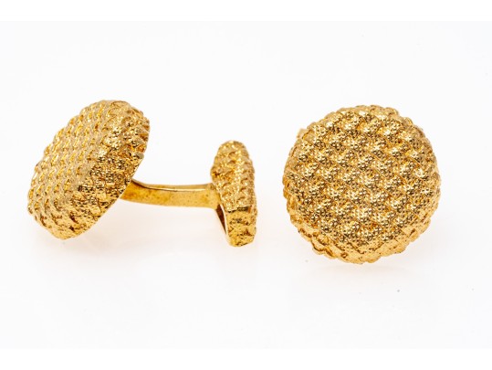 18k Yellow Gold Beautiful French Woven Finished Cufflinks