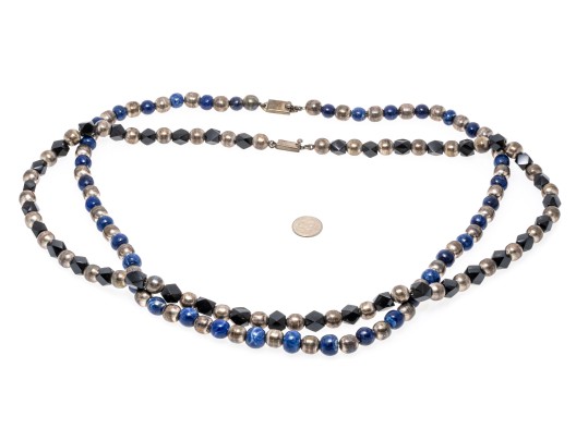 Jose Marmolejo Wonderful Set Of Two Vintage Sterling And Stone Opera Length Necklaces