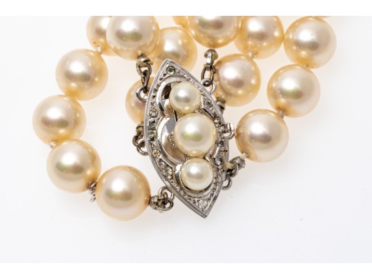 Majorica Pair Of Faux Pearl Triple Strand Necklaces, Boxed