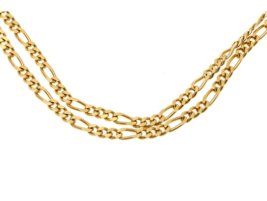 18k Yellow Gold Classic Figaro Style Opera Length Link Necklace, 18.7 Dwt