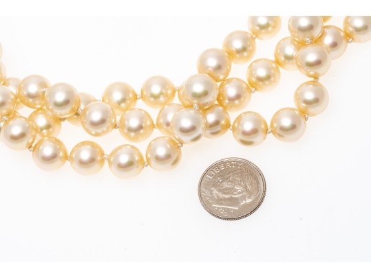 Majorica Pair Of Faux Pearl Triple Strand Necklaces, Boxed