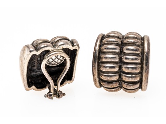 Kieselstein-Cord Sterling Silver Fabulous Double Ribbed Earrings