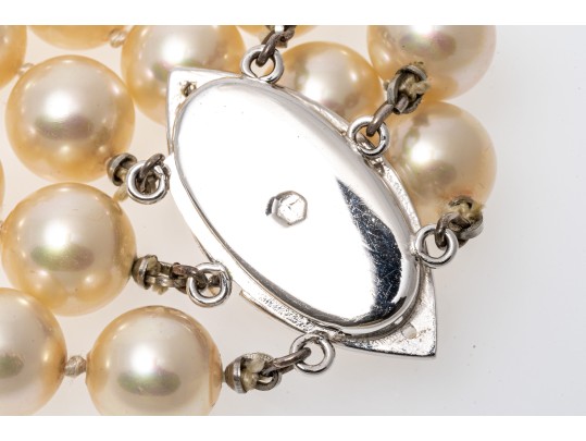 Majorica Pair Of Faux Pearl Triple Strand Necklaces, Boxed